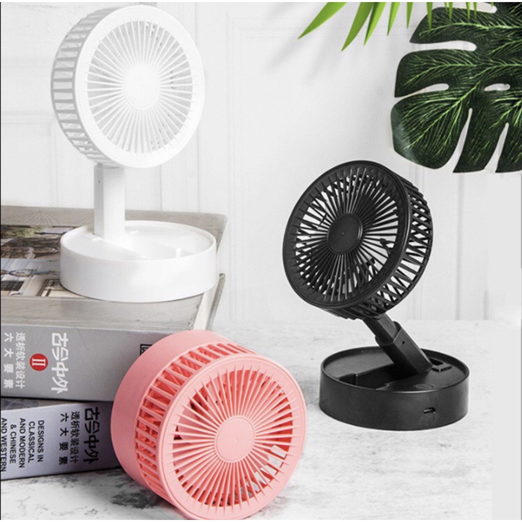 [ BH_ 6 tháng ] Quạt mini tích điện để bàn gấp gọn xoay 180 Độ với 3 cấp độ mát, thế hệ mới – Tặng Kèm Dây Cáp Sạc USB