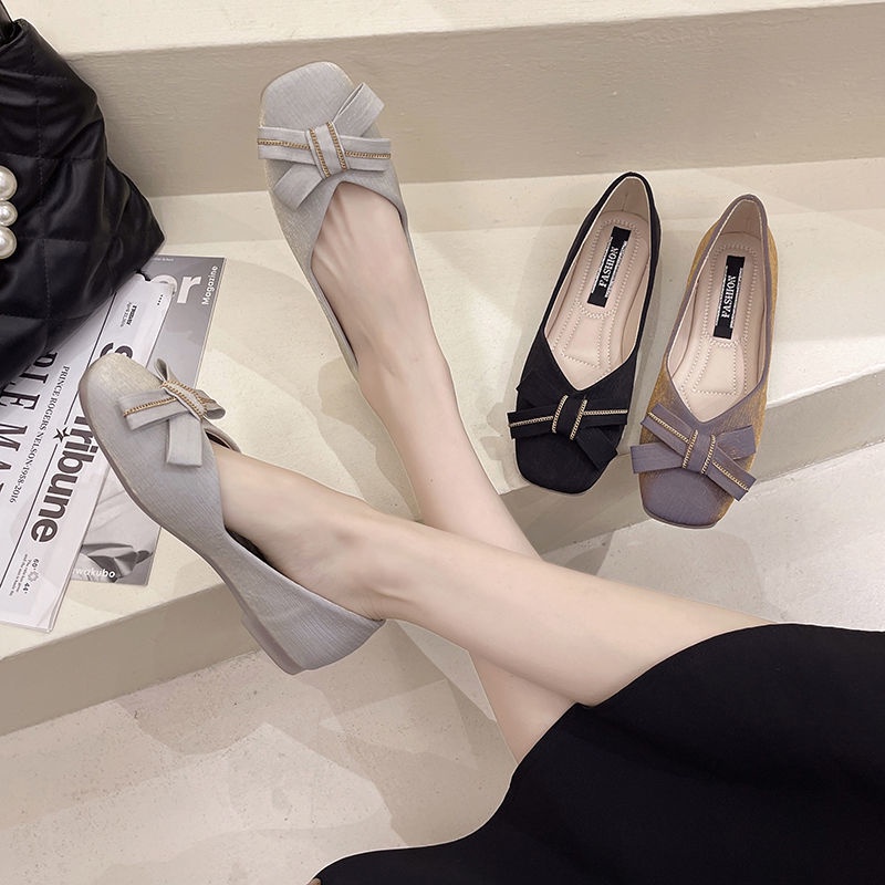Giày Búp Bê Mũi Vuông Đế Bằng Phong Cách Mới Cho Nữ