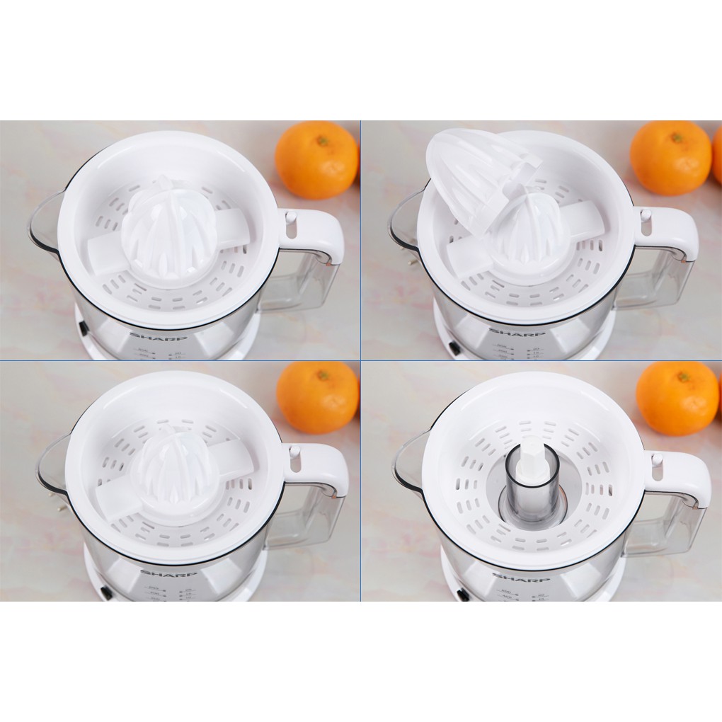 MÁY VẮT CAM SHARP EJ-J256-WH , Công suất:25 W , Dung tích cối:0.6 lít, Vắt cam, quýt, chanh, bưởi..., hàng chính hãng