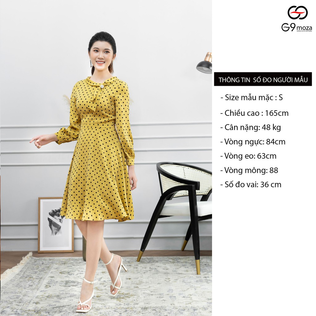 Đầm xòe G9moza 9998 với chất liệu Lụa nhật tạo nên phong cách Công sở, dạo phố Trẻ trung, nữ tính