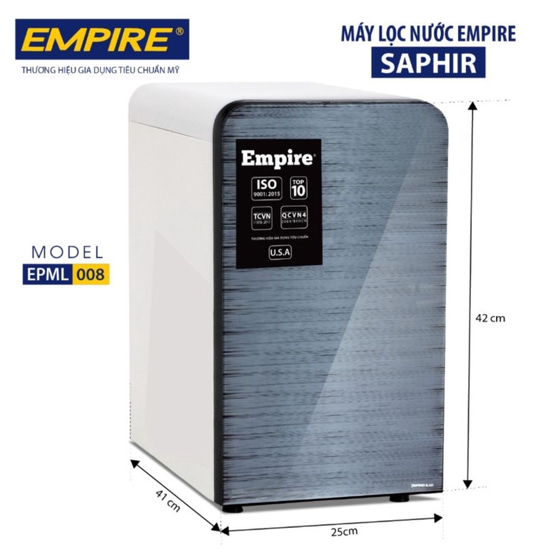 Máy lọc nước để bàn 5 lõi lọc Empire Saphir EPML 008 gọn gàng tiện lợi