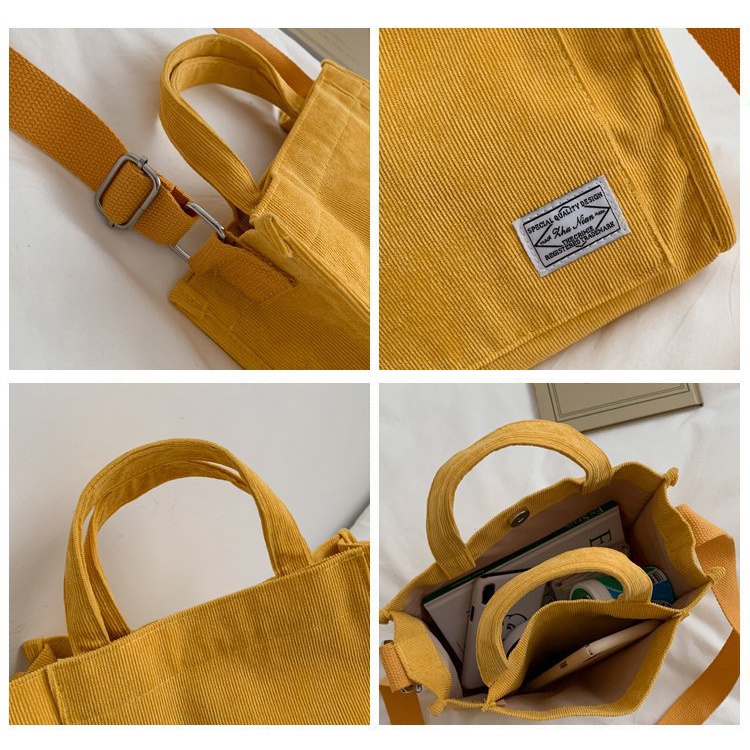 Túi xách đeo chéo bằng vải nhung cotton phong cách vintage thời trang cho nữ