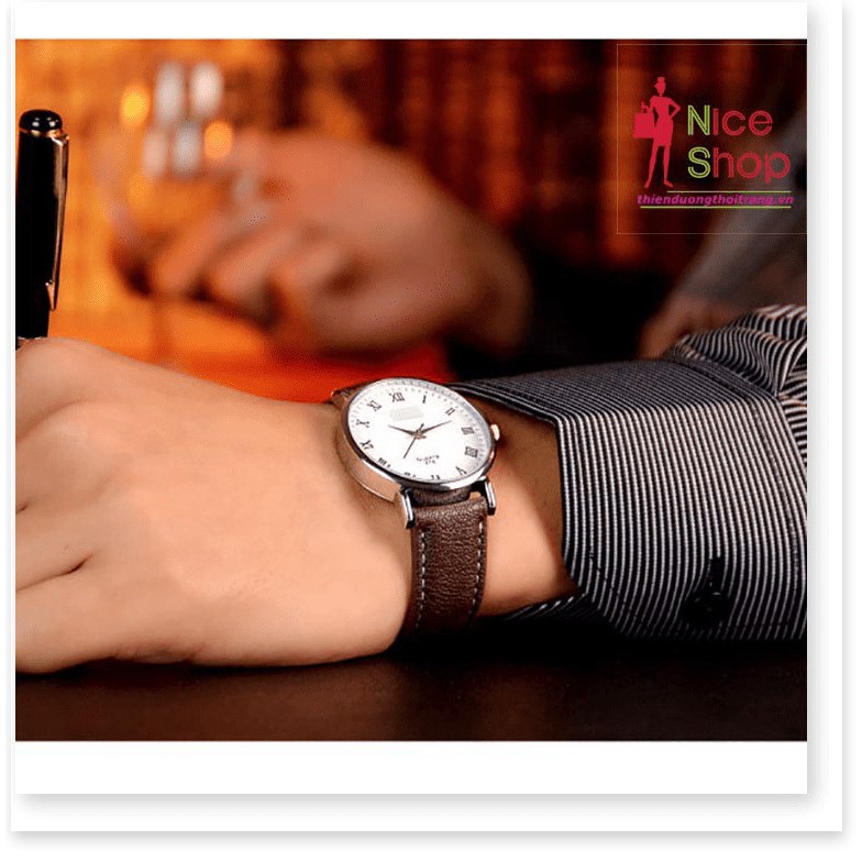 Đồng hồ đôi Yazole 278 dây da sang trọng mặt kính chống xước - DH0143