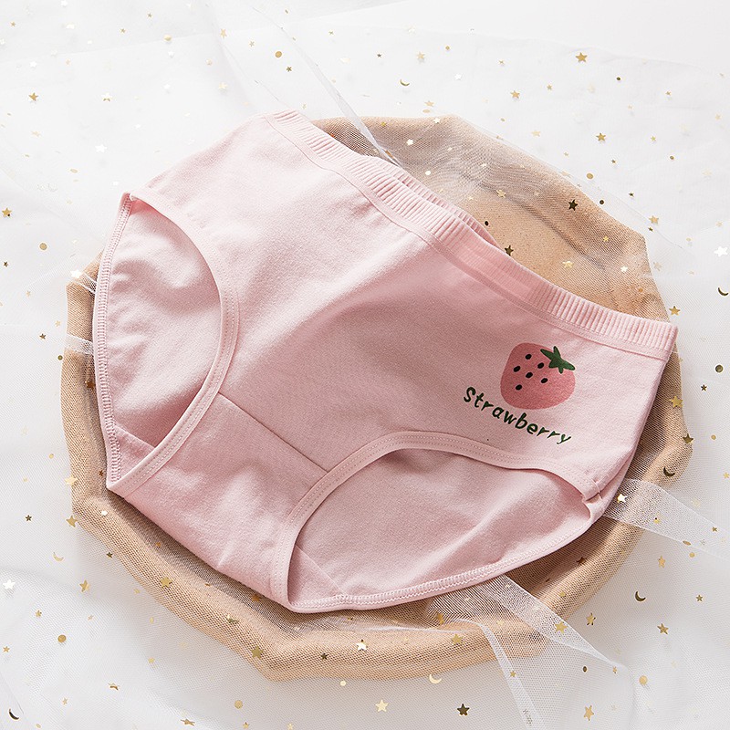 Set 5 quần lót nữ sinh NuciFera dễ thương họa tiết Dâu tây mẫu 2