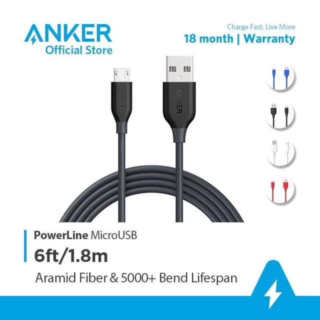 Cáp sạc Anker PowerLine Micro USB (6ft/1.8m) Androi