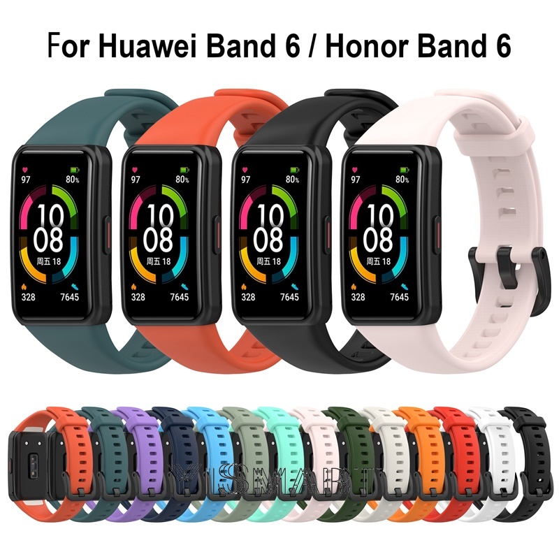 Dây Đeo Thay Thế Chất Liệu Silicon Màu Trơn Thời Trang Cho Huawei Band 6 pro Honor Band 6