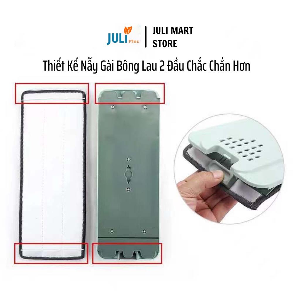 Cây Lau Nhà, Chổi Lau Sàn Nhà Thông Minh 2 Ngăn Tự Vắt, Xoay 360 độ Tặng Kèm 2 Bông Lau Cao Cấp