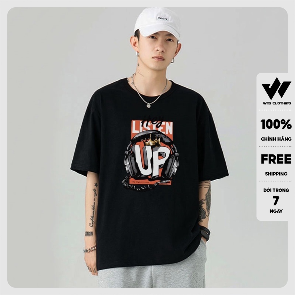 Áo thun tay lỡ WIIS unisex phông form rộng Listen thời trang nam nữ ulzzang oversize