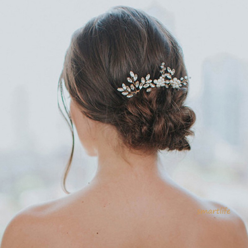 Set 3 Kẹp Tóc Hình Hoa Đính Pha Lê Thời Trang Cho Nữ