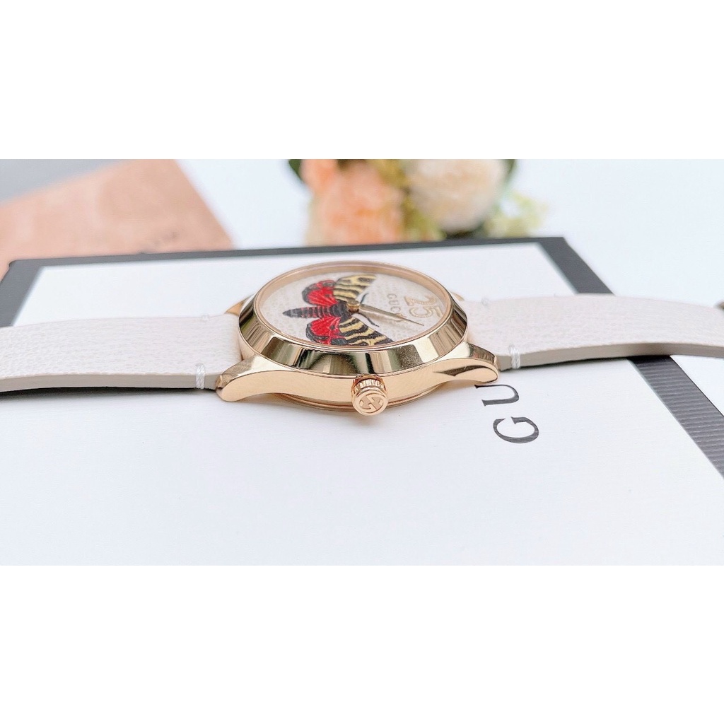 Đồng hồ nữ GUCCI đồng hồ pin CÁNH BƯỚM dây da SANG TRỌNG- TRANG NHÃ size 34mm