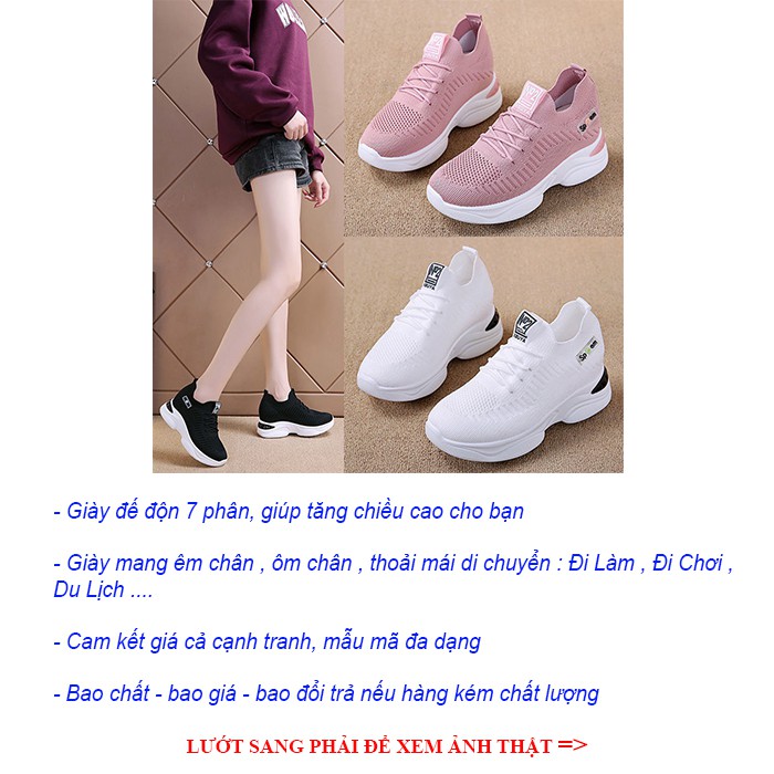 [Mã FASHIONT4WA2 giảm 10k đơn từ 50k] Giày Thể Thao Nữ Độn Đế Cổ Chun SPEM, Giày Nữ Thời Trang G 131