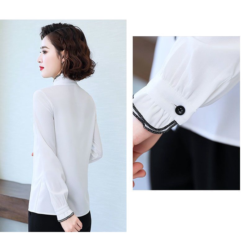 Áo Sơ Mi Cổ Đứng Màu Trơn Phong Cách Hàn Quốc Thời Trang Mùa Thu