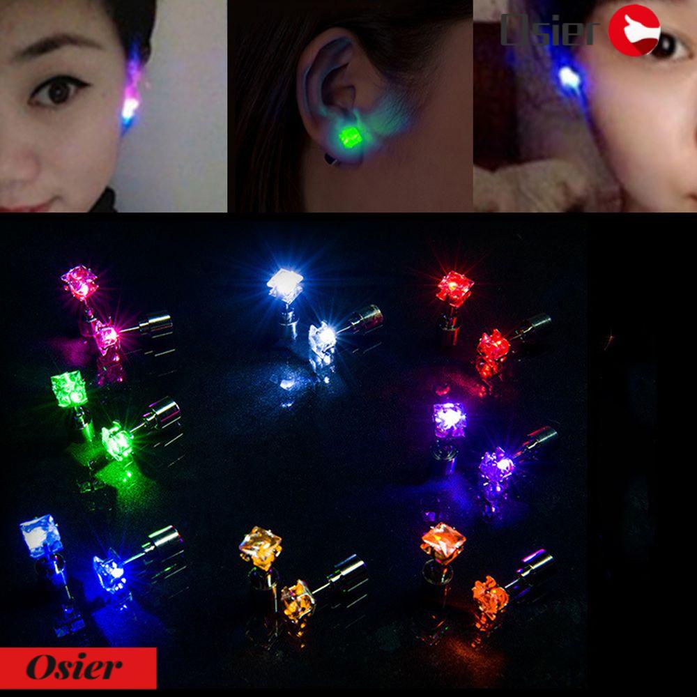 Osier✿ Bộ 2 Khuyên Tai Nam Phát Sáng Nhiều Màu