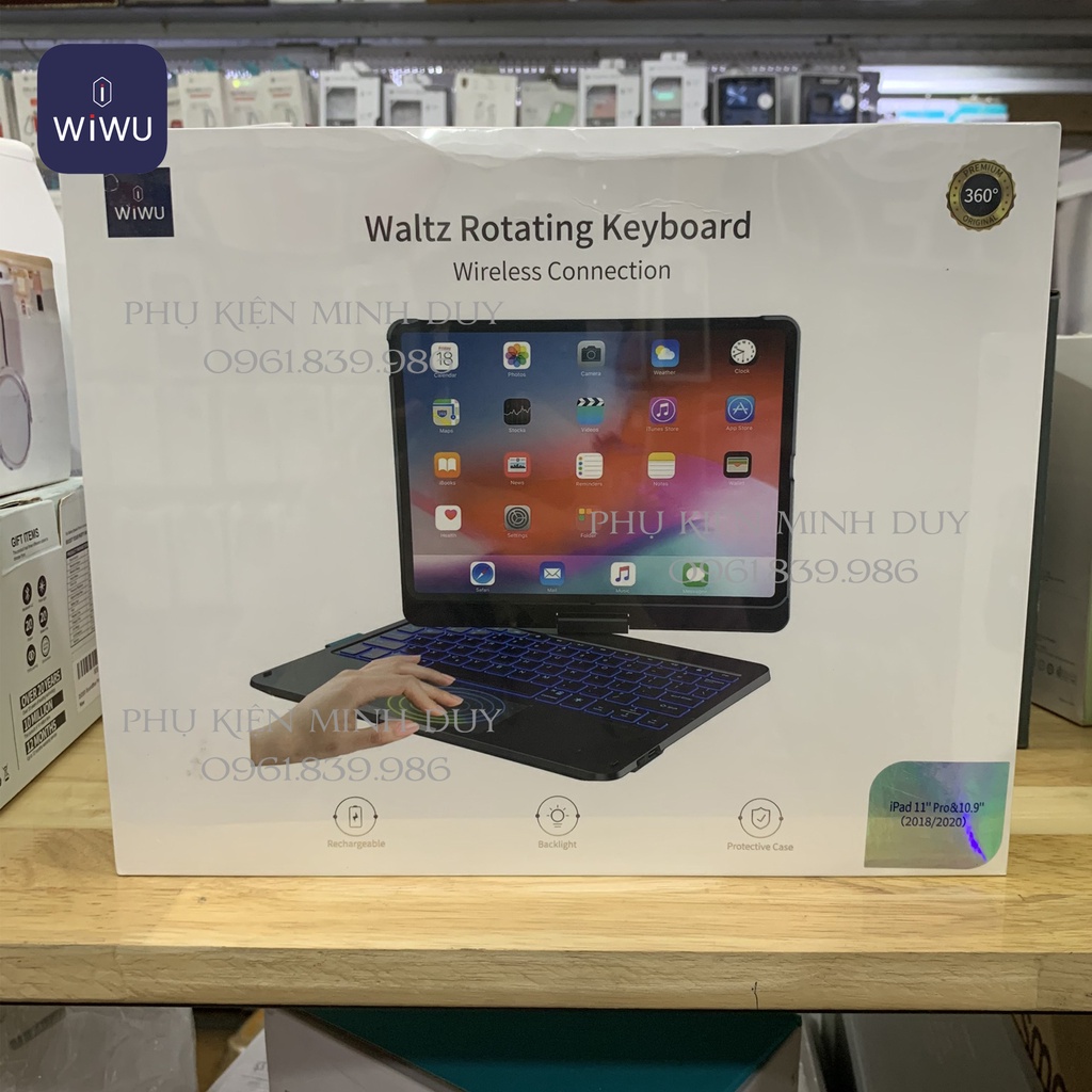 Bao da kèm bàn phím bluetooth xoay 360 - WIWU Waltz Rotating cho Ipad