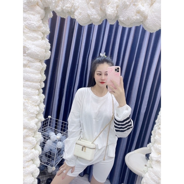 Áo Thun Cotton Tay Dài Sọc Tay 🥰🥰 Hàng Xịn Đẹp Sẵn Fom To Rộng&lt;65kg