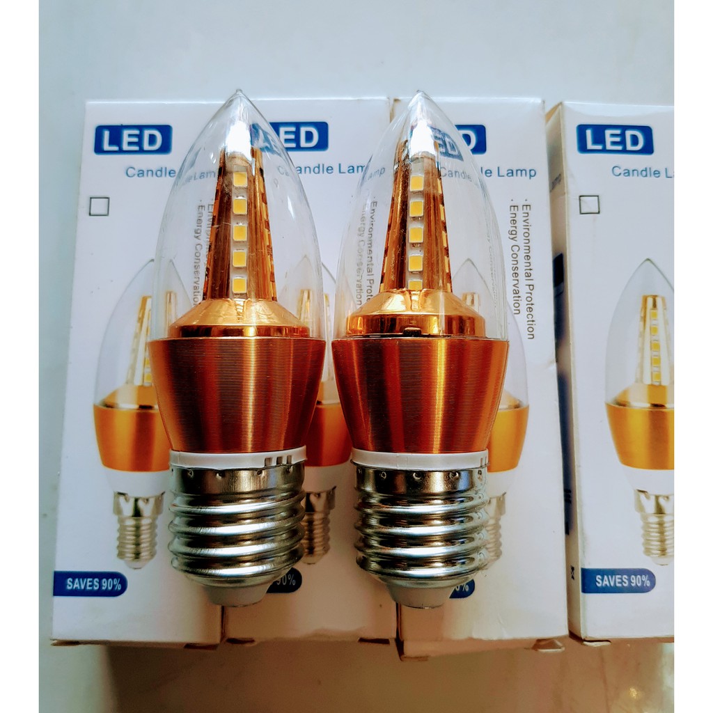 Bộ 5 đèn Led nến quả nhót đuôi E27 sáng vàng thông dụng