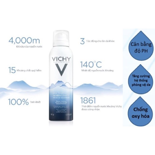 Xịt khoáng Vichy Eau Thermale 150-300ml Chính Hãng 100%