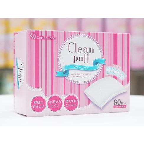 Bông tẩy trang - trang điểm Clean Puff Nhật Bản (80 cái / hộp)