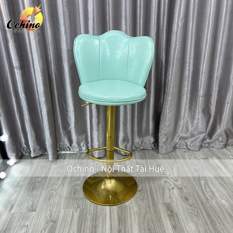 Ghế Bar, Ghế Trang Điểm Mẫu cánh sen Chân Vàng K1 Sang Chảnh Điều Chỉnh Độ Cao 60/80 Và Xoay 360 Độ ( Có Sẵn)