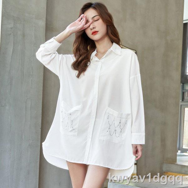 Pyjama nữ day ice silk sexy beauty màu trắng lạnh trong phong cách bạn trai lỏng lẻo kiểu áo sơ mi rộng rãi aHH