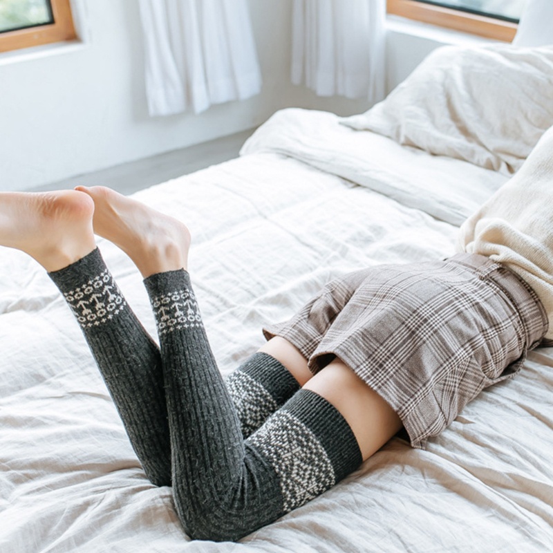 Youyo Vớ Dệt Kim Giữ Ấm Chân Dài Qua Gối Họa Tiết Hình Học Kim Cương Vintage Mùa Đông Cho Nữ