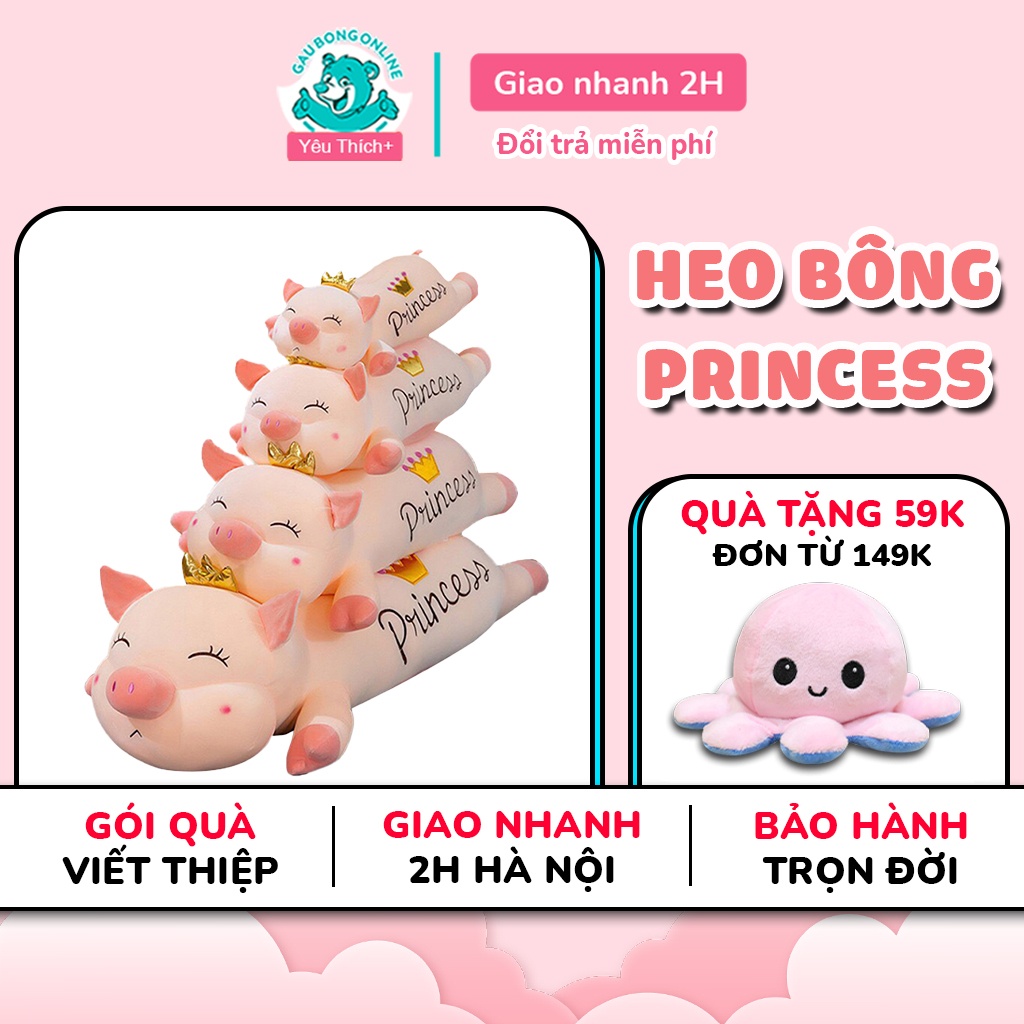 Heo Bông Princess - Gấu Bông Heo Nằm Mềm Mịn Cao Cấp