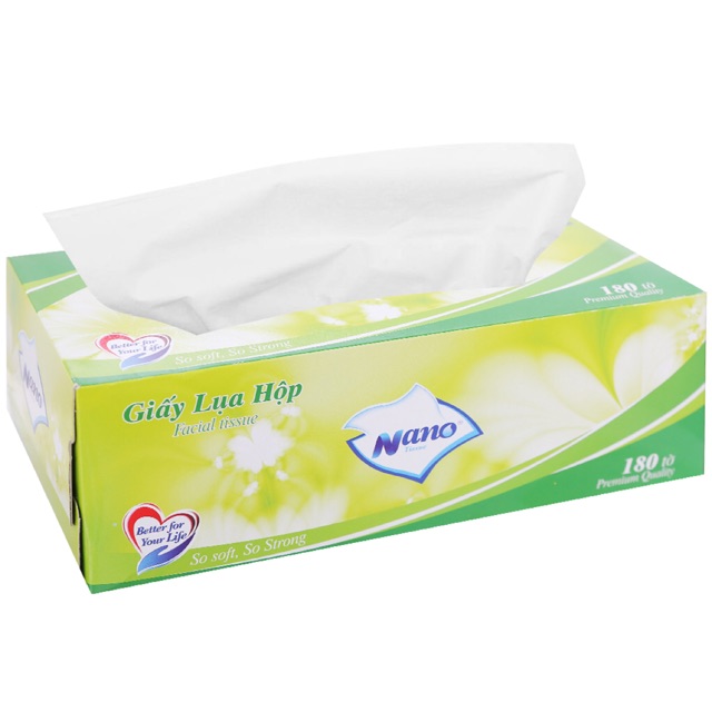 Khăn giấy lụa nano hộp 180 tờ 2 lớp