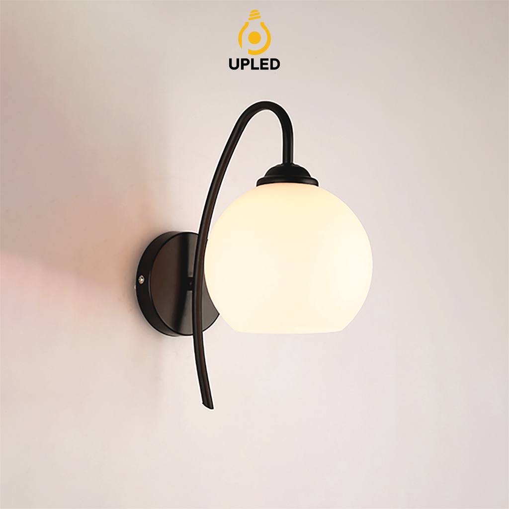 Đèn ngủ treo tường chao trắng sữa thân dài, Đèn treo tường trang trí phòng khách UPLED