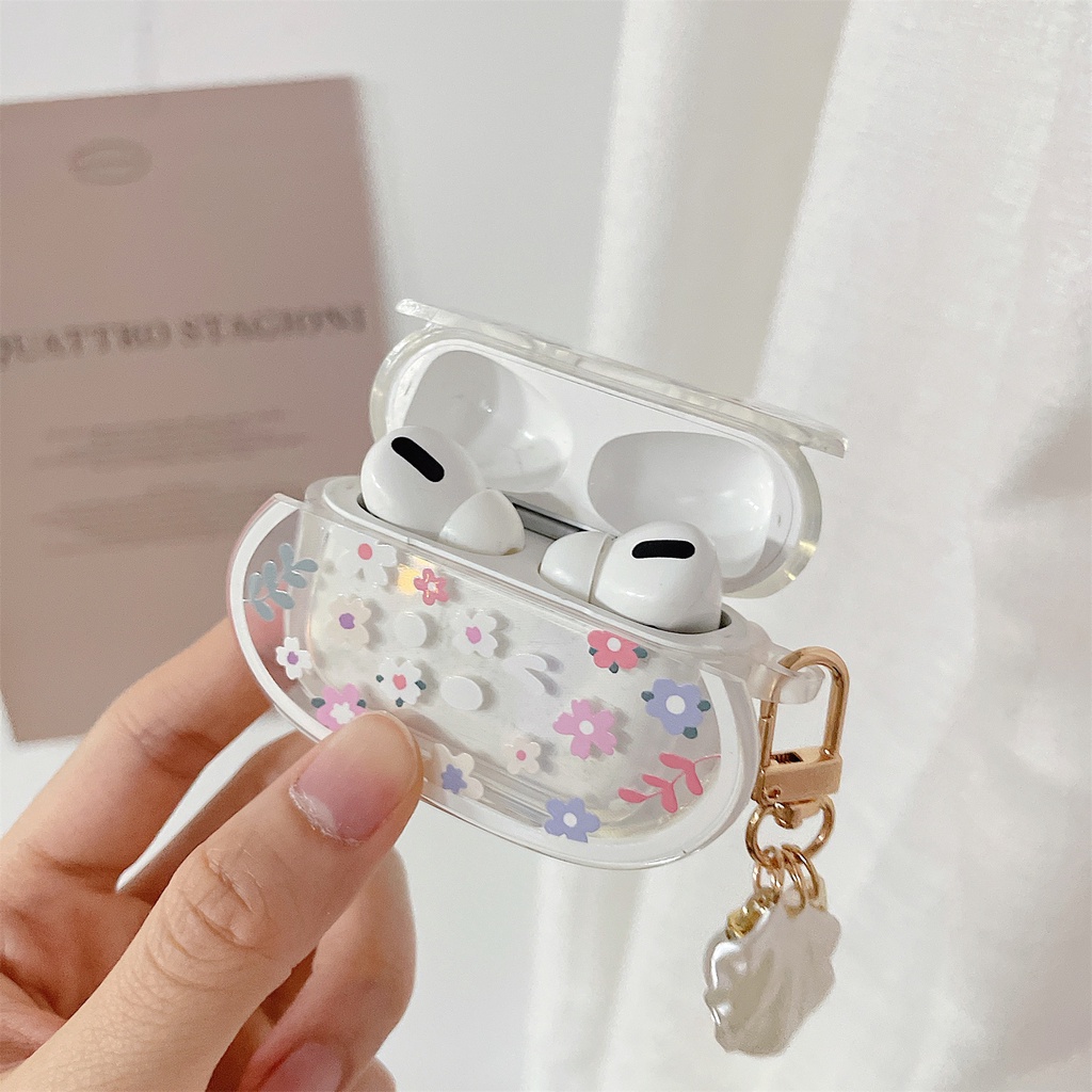 Vỏ Bảo Vệ Hộp Sạc Tai Nghe Airpods3/ pro 1/2 TWS Bằng tpu Dẻo Trong Suốt Họa Tiết Hoa Nhỏ Dễ Thương Chống Sốc