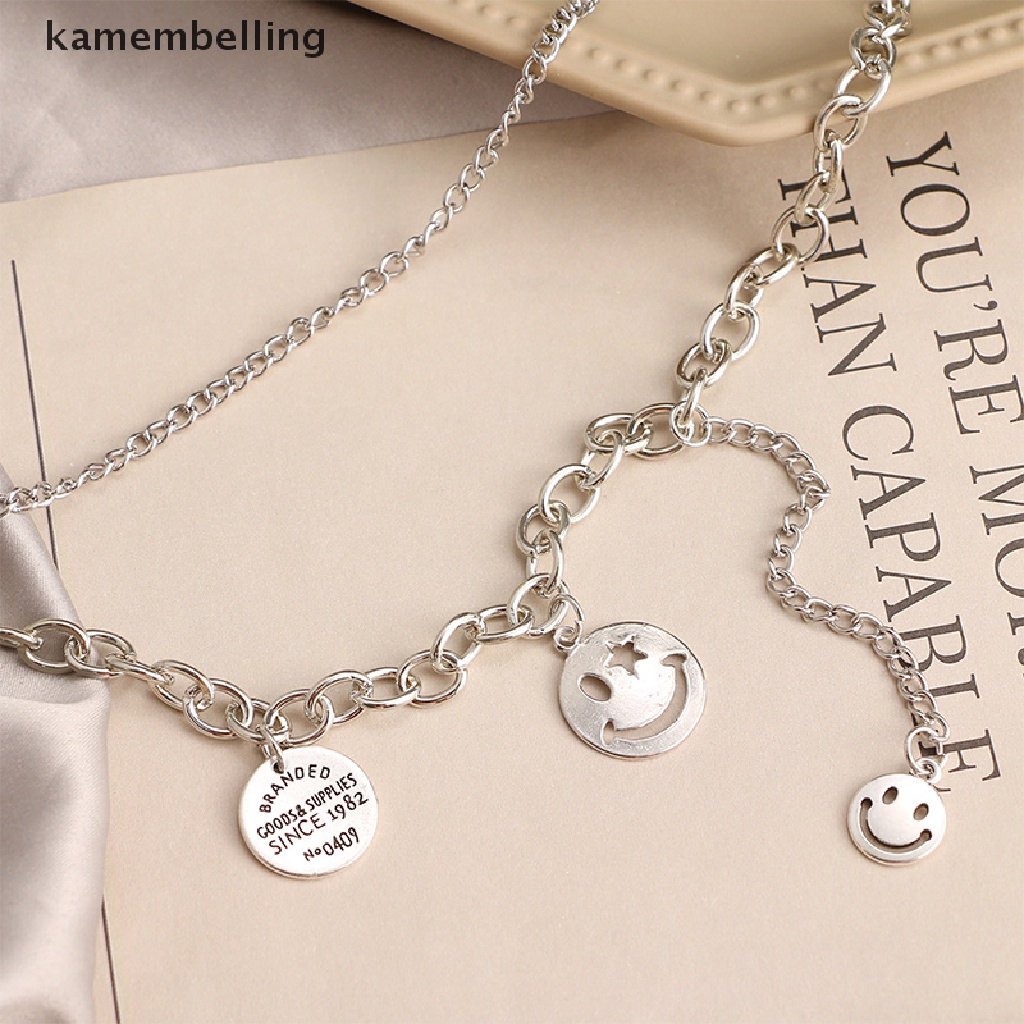 Vòng cổ Nhiều Lớp Mặt Hình Mặt Cười Phong Cách Hip Hop Punk