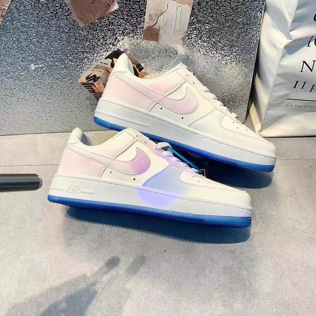 Giày Thể Thao Air Force 1 Màu Trắng/xanh Dương/hồng Nhiệt Phổ Thông Mới Cho Nam Và Nữ