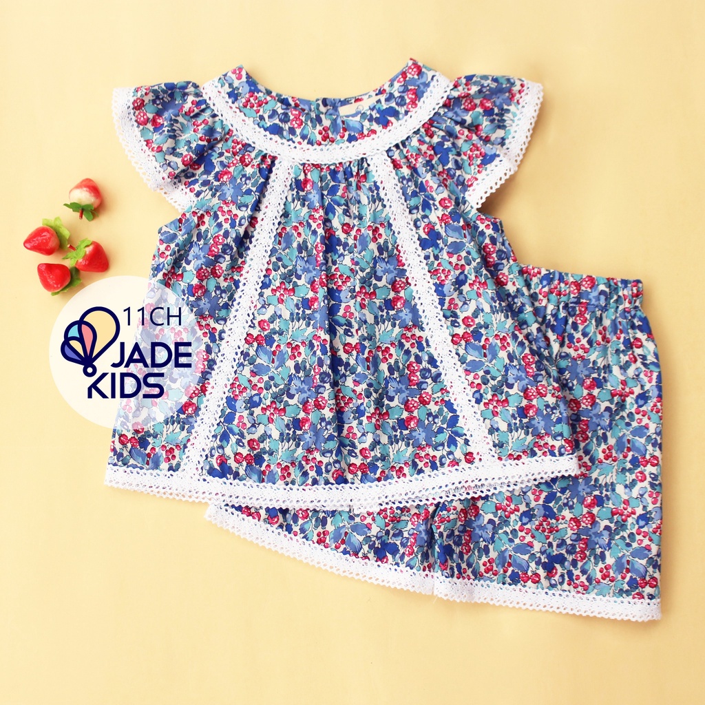 Đồ bộ cho bé gái JADEKIDS, Bộ cộc TIGON🌷🌷 tay cánh tiên cách điệu phối ren mềm mát bé gái
