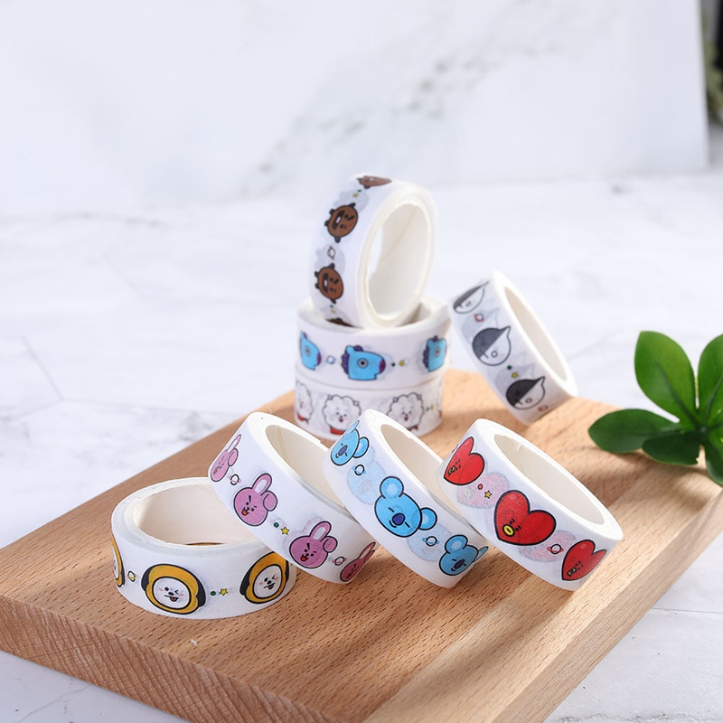 Băng Dính Washi Tape In Họa Tiết Hoạt Hình Bt21 Xinh Xắn