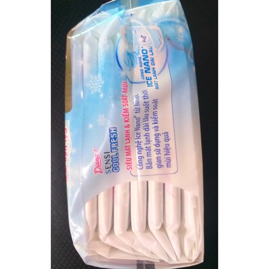 COMBO 6 GÓI BVS MỎNG KHÔNG CÁNH DIANA SENSI COOL FRESH, GÓI 8 MIẾNG DÀI 23CM