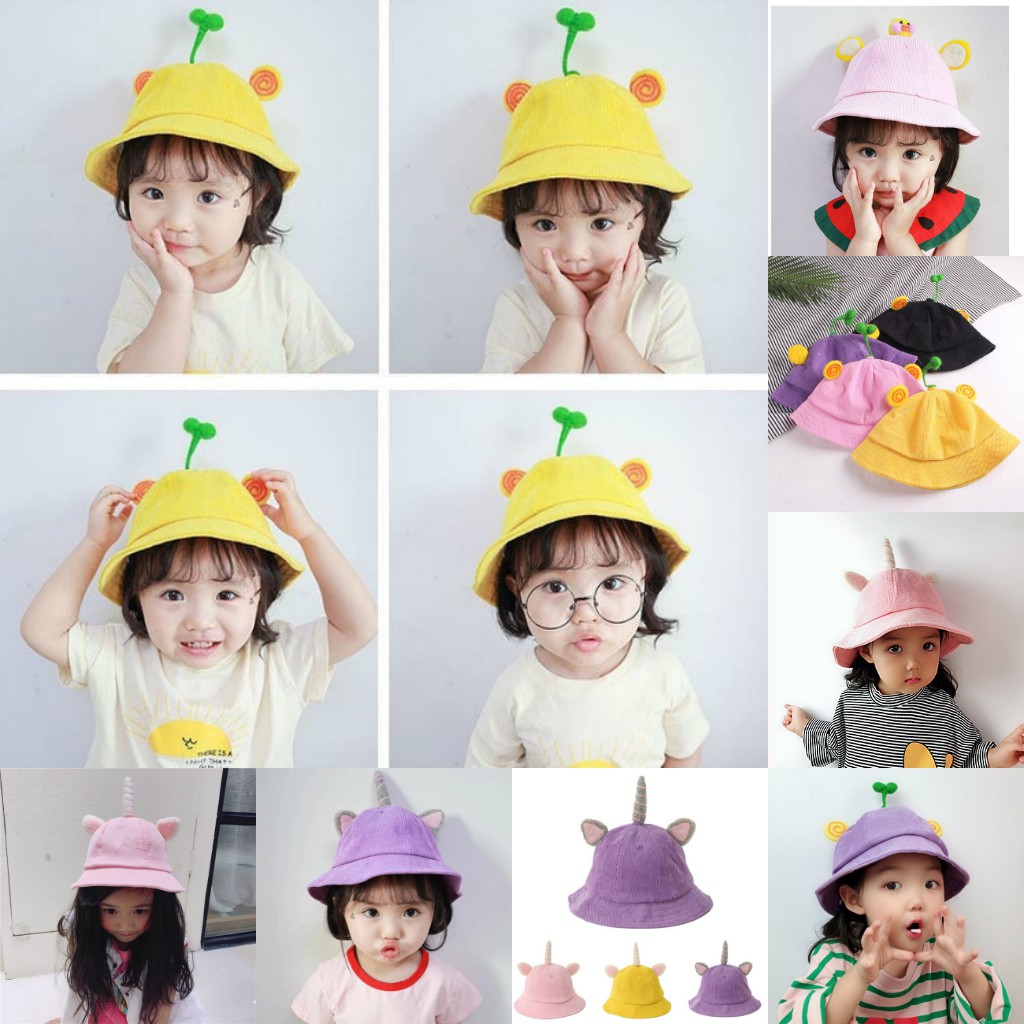 [TRẺ EM] Mũ Bucket maruko trẻ em nhiều mẫu ( Mũ mầm cây , mũ sừng Kỳ Lân Unicorn , mũ vịt con )