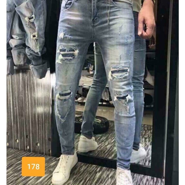 Quần jean nam rách nhiều cá tính 176 có size đại nha khách