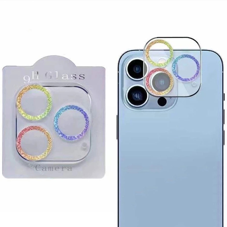 Kính cường lực bảo vệ ống kính đính đá thích hợp cho iPhone 13 13pro 13 pro max 11 11pro 11promax 12ProMax 12pro 3D