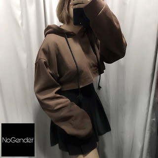 Áo Croptop Hoodie - Brown