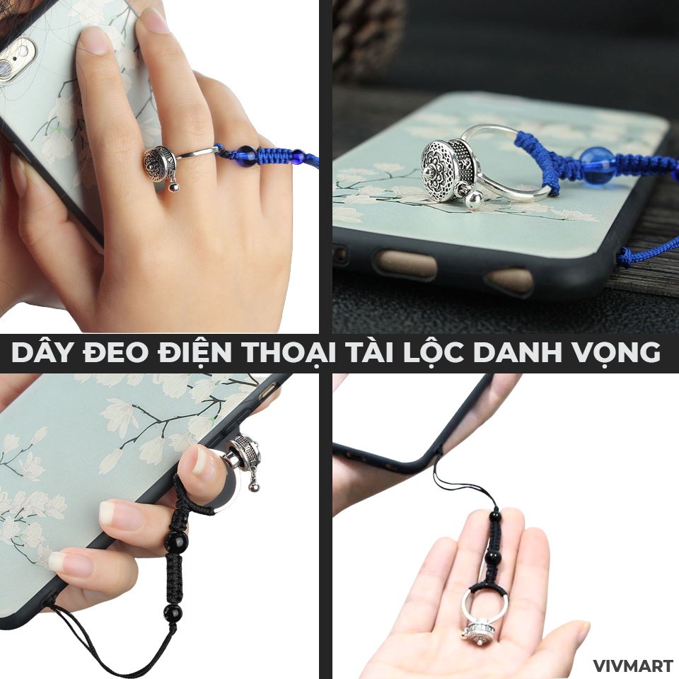 ✅ Dây Buộc Đeo Điện Thoại Dạng Nhẫn Khắc Thần Chú Cổ May Mắn, Tăng Tiền Tài Tài Lộc Danh Vọng