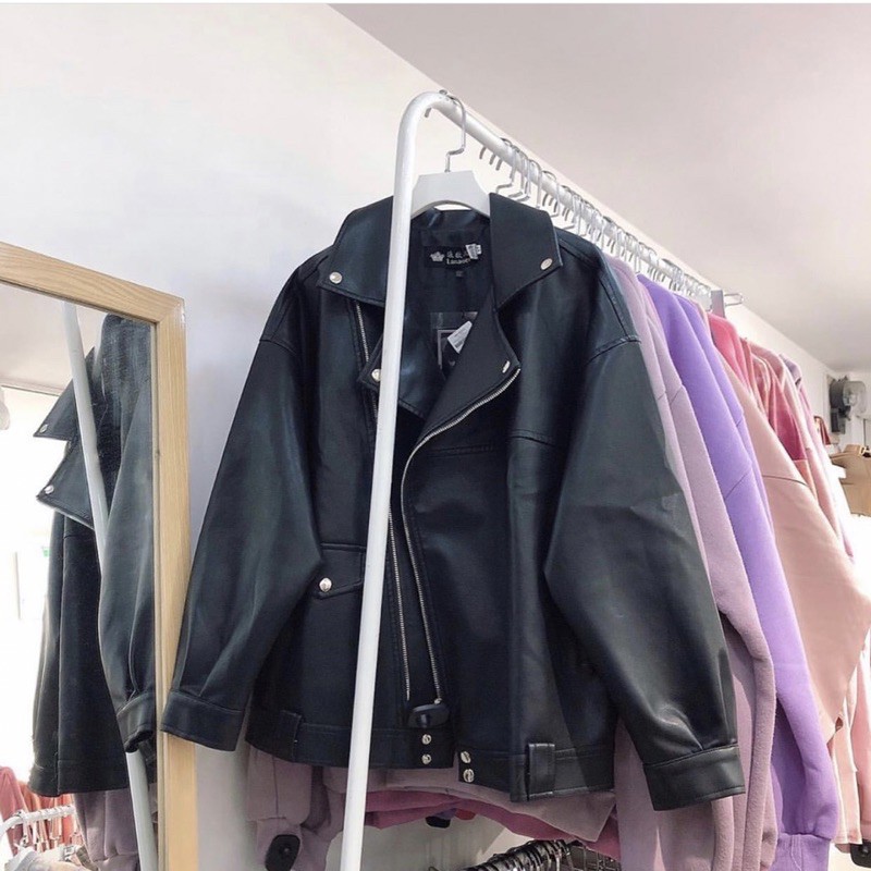 ÁO DA BIKER ULZZANG CÓ ĐAI