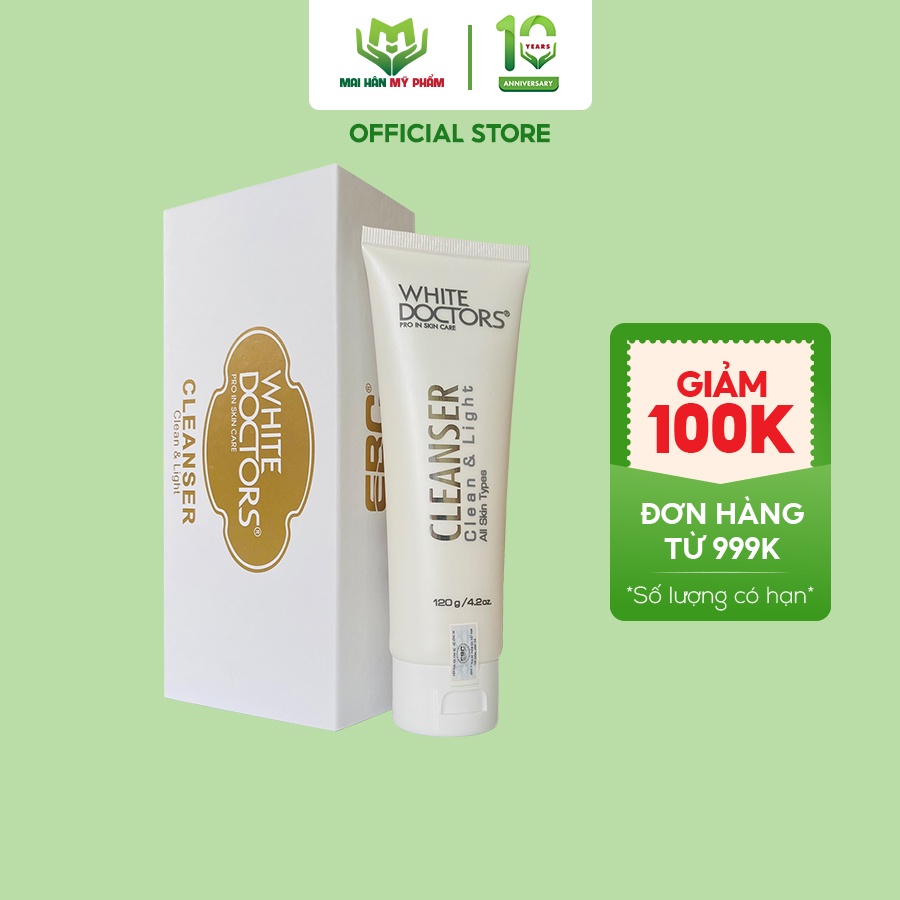 [Mã FMCGOJ3 giảm 60K đơn 400K] Sữa rửa mặt ngừa mụn và nám White Doctors Cleanser làm sạch sâu 120ml - Mỹ Phẩm Mai Hân