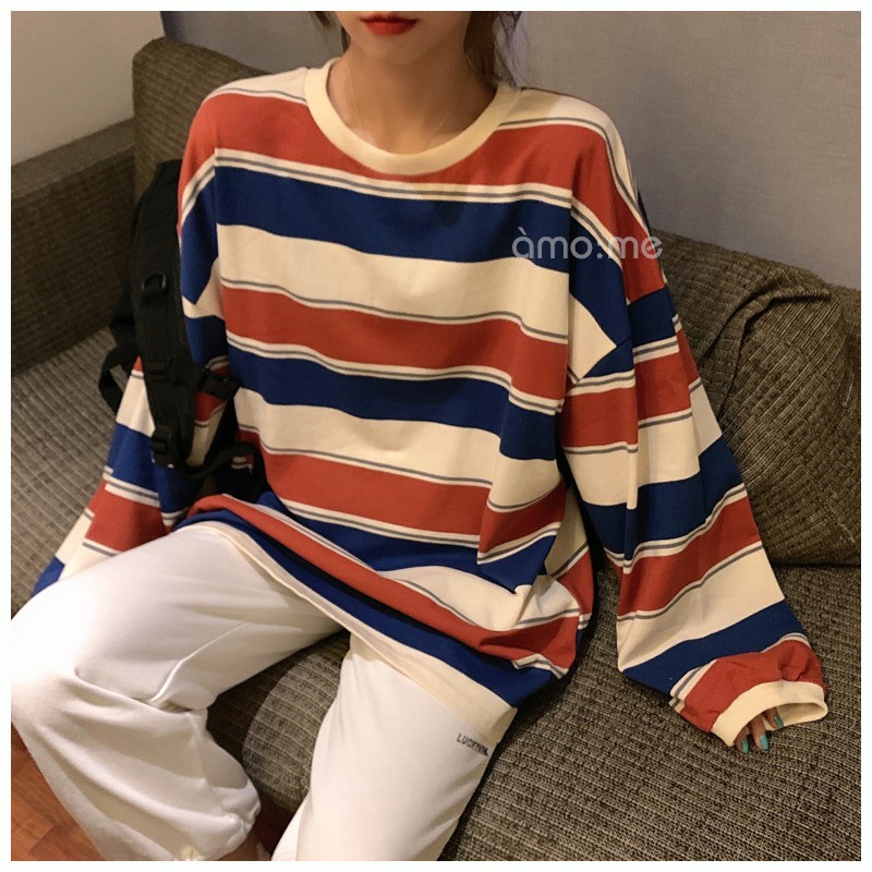 Áo Sweater Sọc Ngang Tay Dài