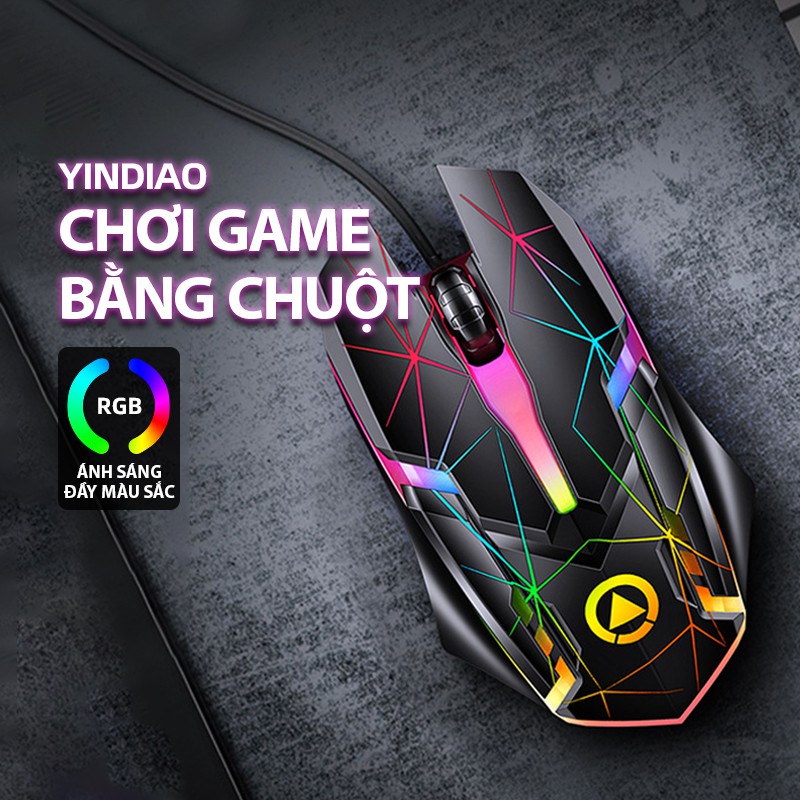 【 Mới nhất】Chuột chơi game YINDIAO USB Chuột chơi game cơ có dây Cấu hình cao có đèn nền cho PC &amp; Laptop