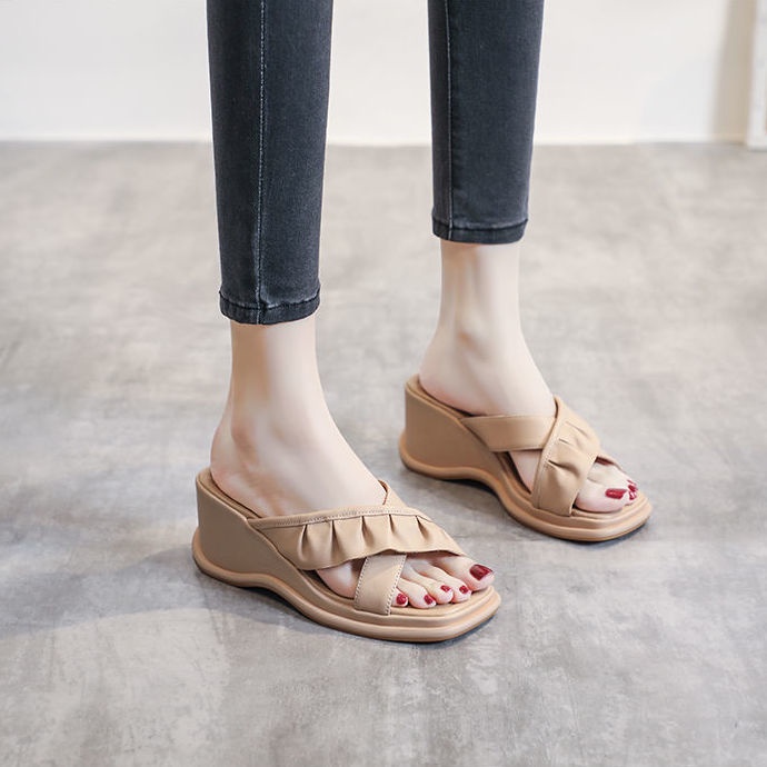 Giày Sandal Đế Dày Bằng Da Mềm Thời Trang Đi Biển Mùa Hè