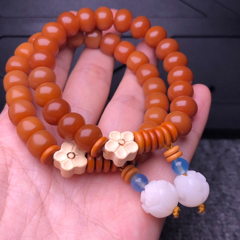 Vòng Đeo Tay Chuỗi Hạt Bồ Đề Màu Vàng Hạt Bồ Đề Tự Nhiên Nguyên Chất Kiểu Tây Tạng Làm Quà Tặng Vòng Tay Bodhi