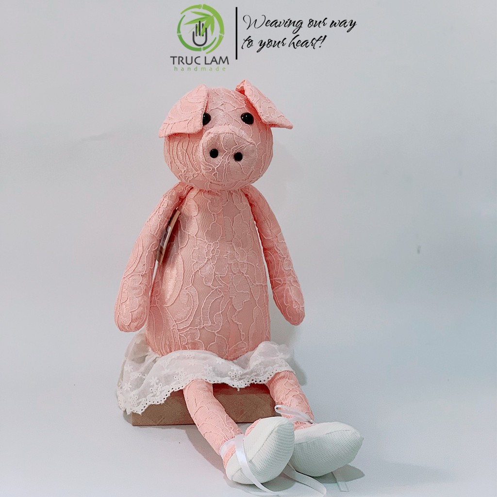 Đồ Chơi Cho Bé Thú Nhồi Bông Hình Con Heo Vải Ren Bông Gòn Cao Cấp Cỡ Lớn - Trúc Lâm Handmade