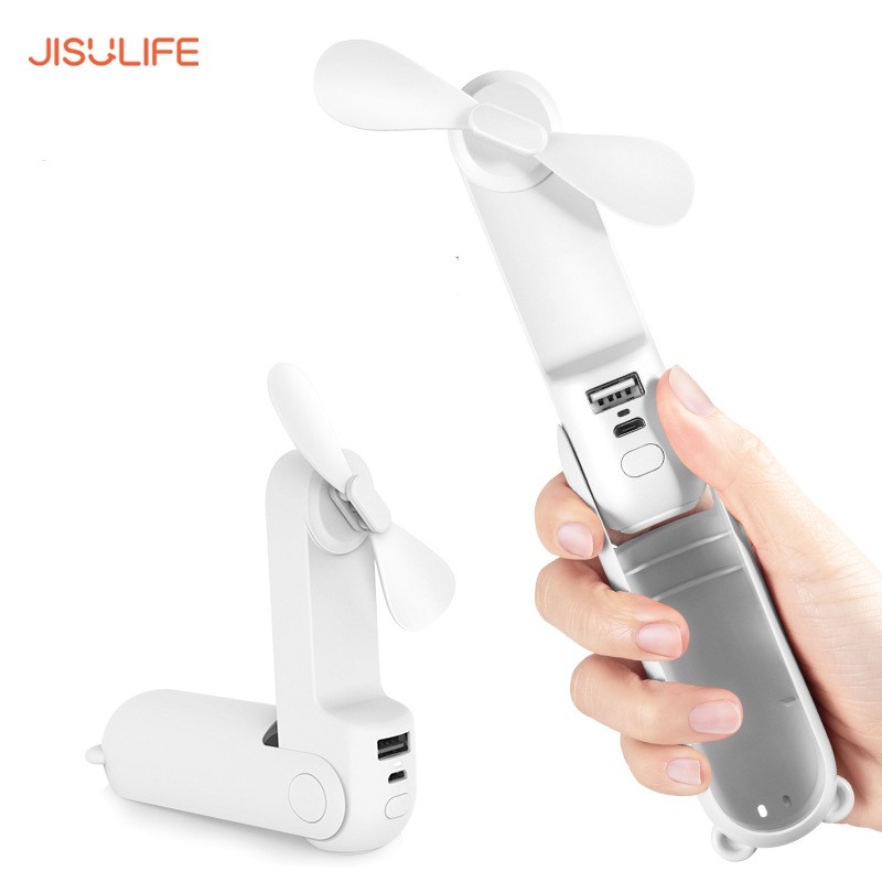 Quạt mini cầm tay gió mạnh tích điên hình gấu jisulife f8, kiêm làm đèn pin và sạc dự phòng BH 12 tháng chính hãng | BigBuy360 - bigbuy360.vn