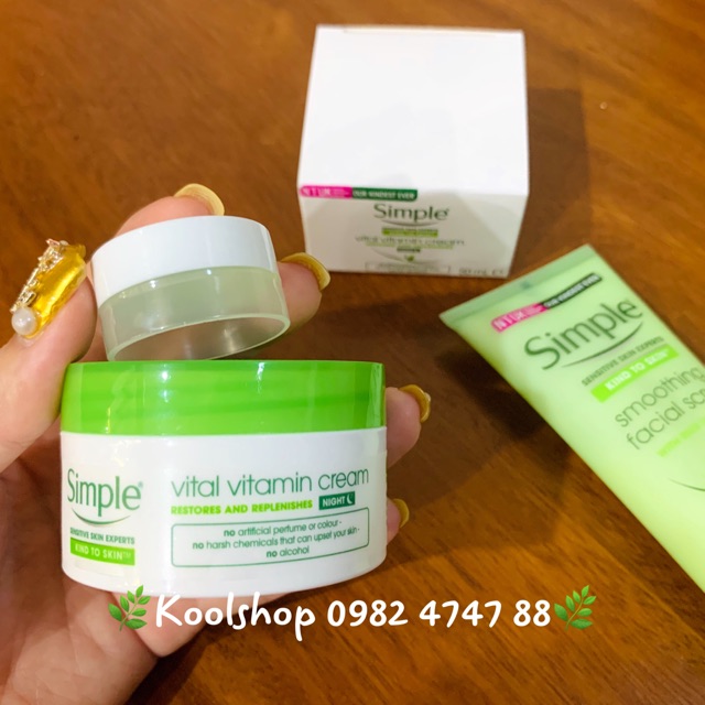 🌿KEM DƯỠNG SIMPLE BAN ĐÊM KIND TO SKIN VITAL VITAMIN UK🌿