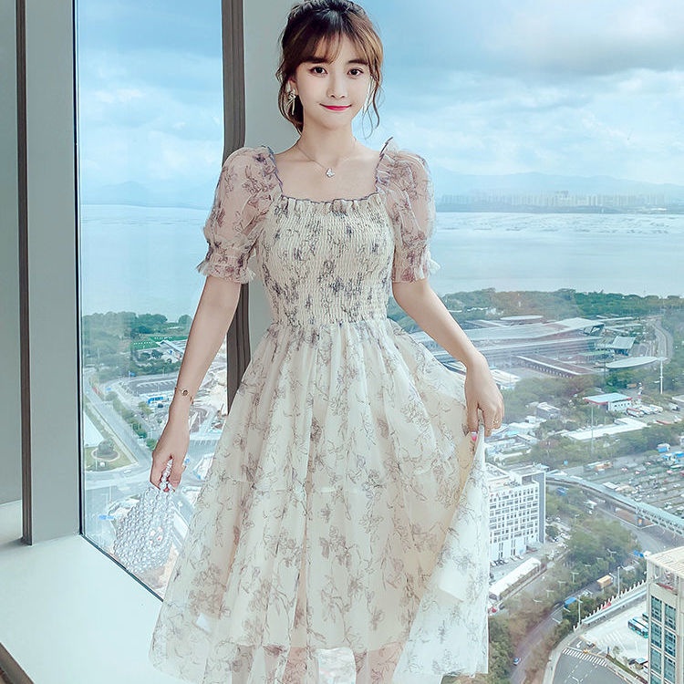 French floral dress women's summer dress 2022 new fashion summer temperament thin chiffon fairy long skirt
