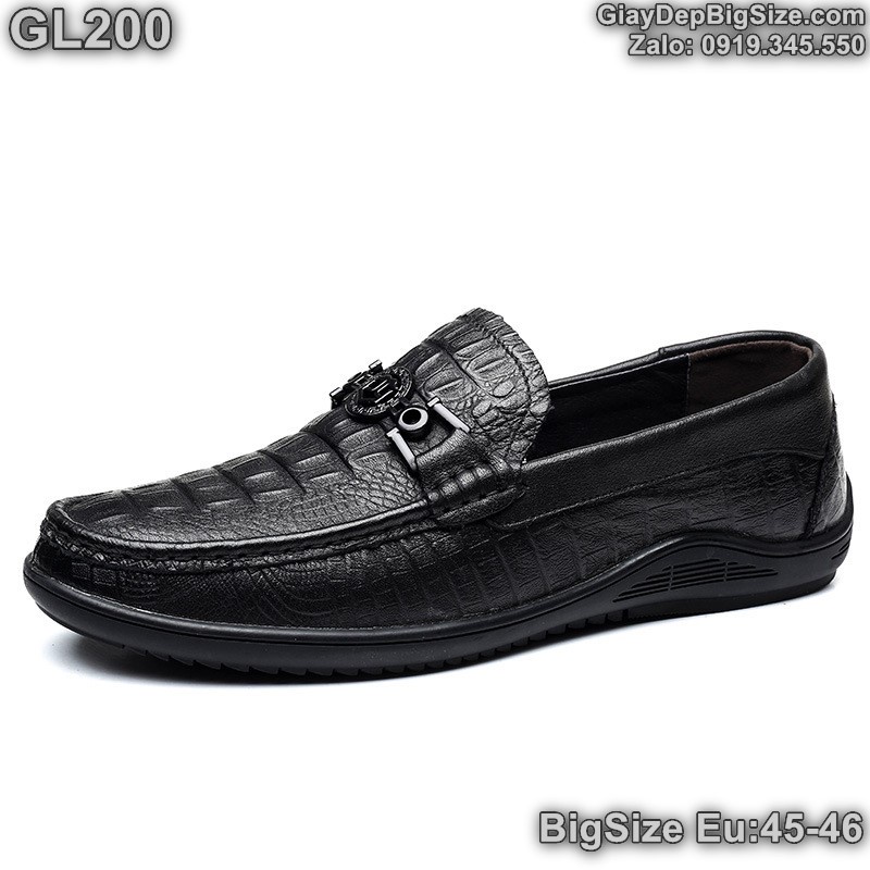 Giày mọi xỏ vân cá sấu, giày lười big size cỡ lớn EU:45-46 cho nam cao to chân ú bè - GL200